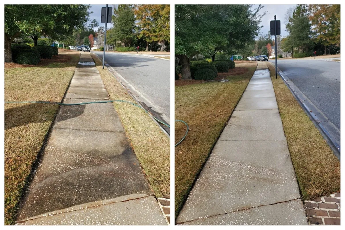 Sidewalk pressure washing