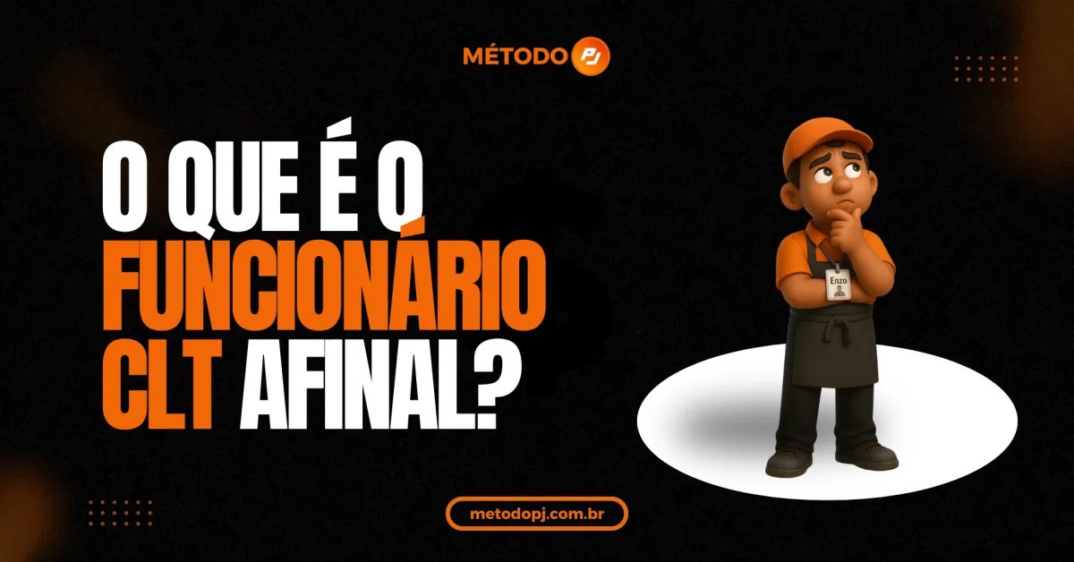 título ao lado de uma imagem de um trabalhador com uniforme pensando