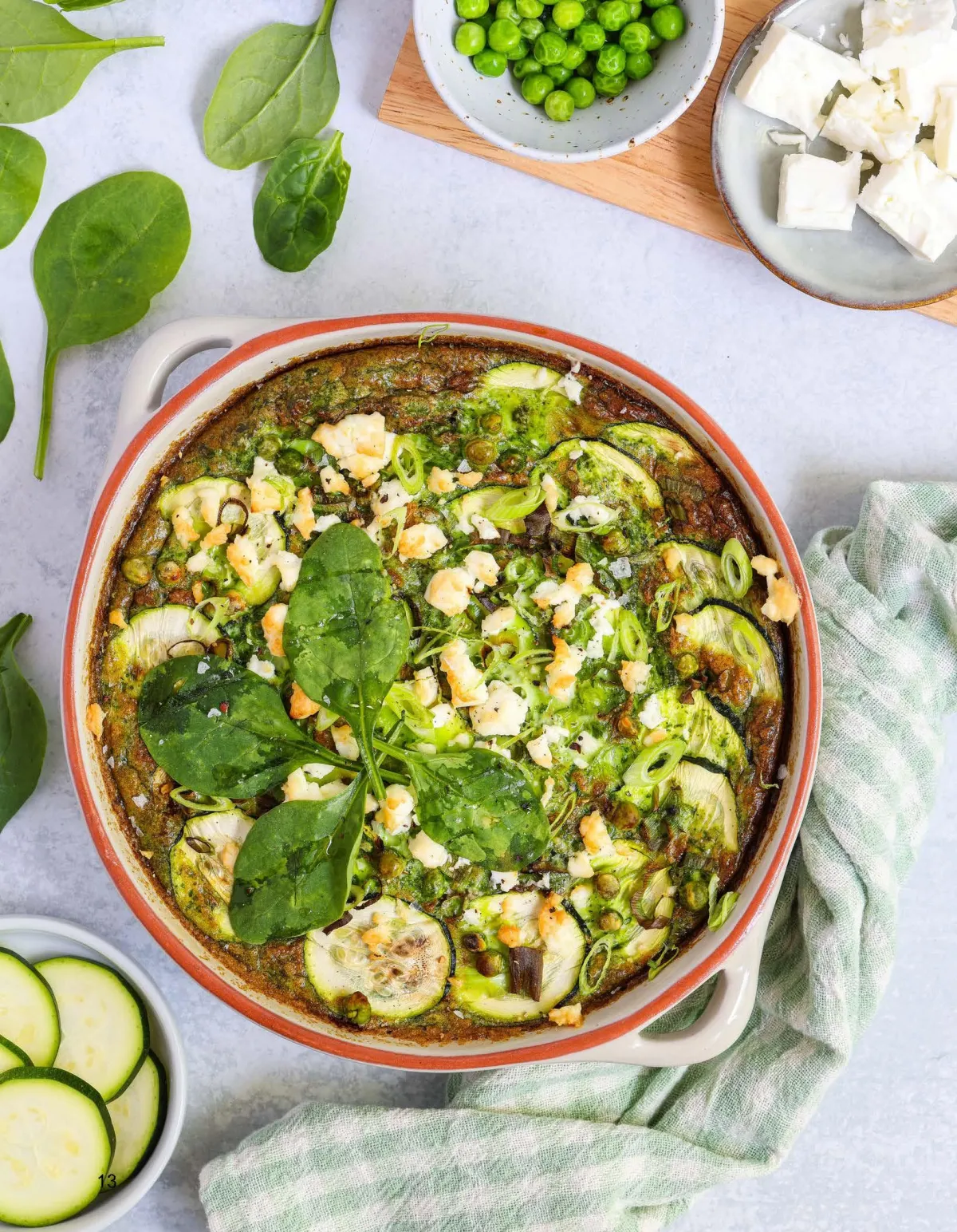 Spinach Zucchini Pea Frittata