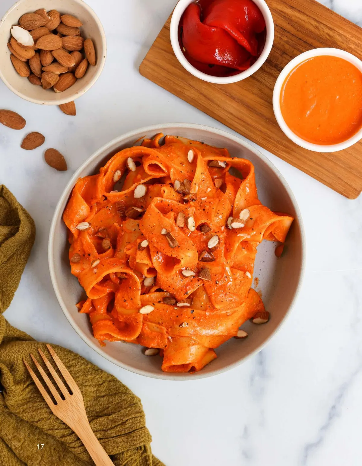 Roasted Bell Pepper Almond Tagliatelle