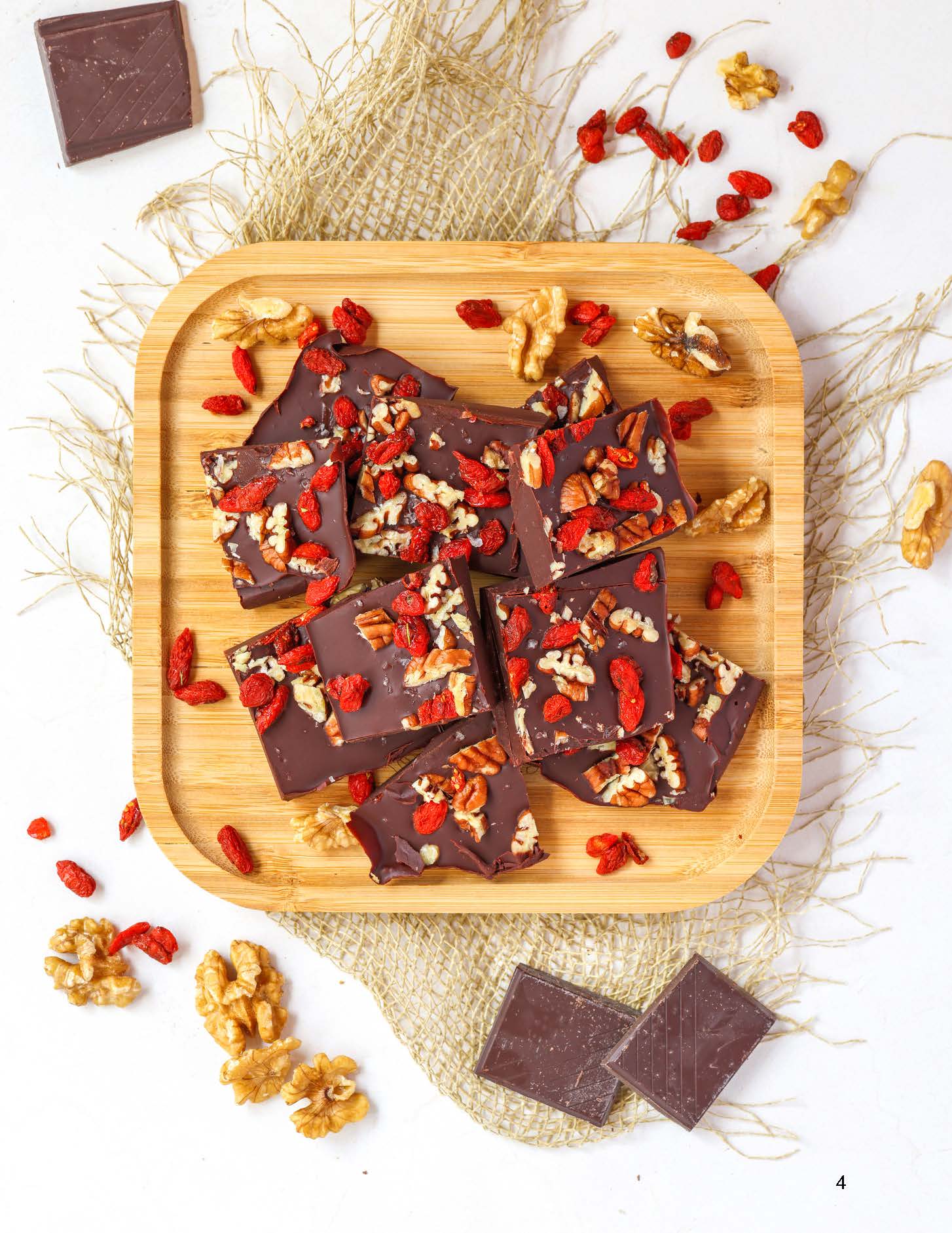 Goji Berry and Walnut Chocolate Bark