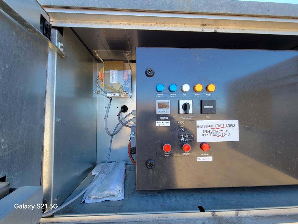 IMAC-4000 1.3 million BTU diesel heater electrical control panel and operational switches