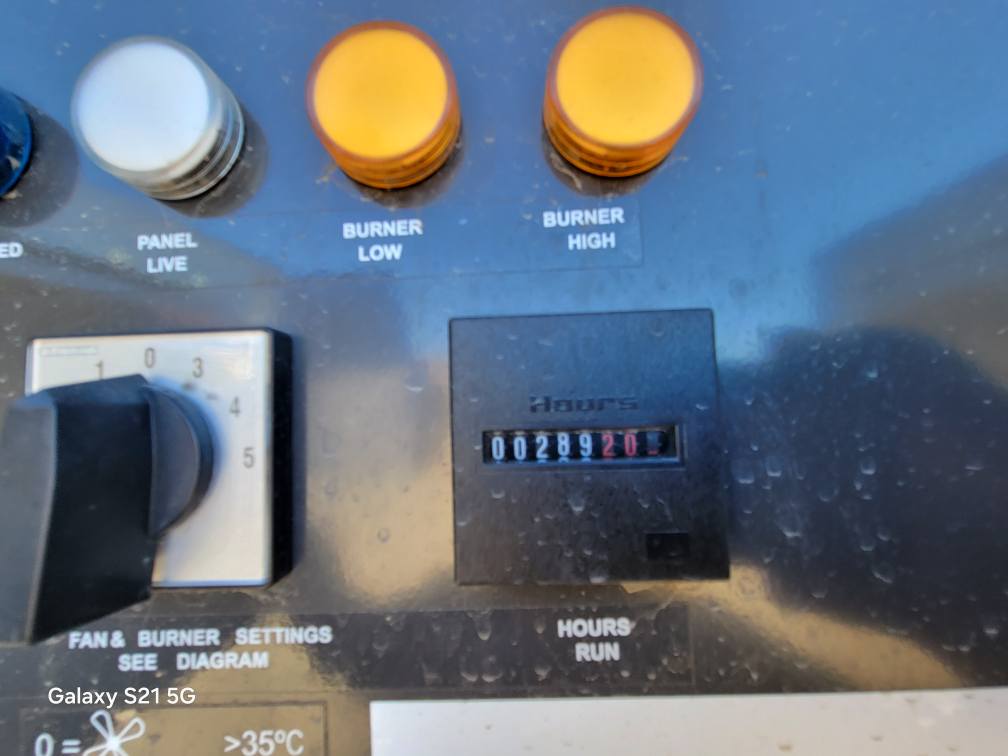IMAC-4000 industrial heater blue control panel with operational indicator lights and safety buttons
