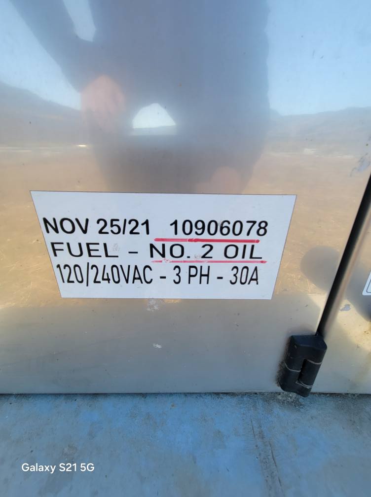 IMAC-4000 industrial heater fuel and electrical specifications nameplate documentation