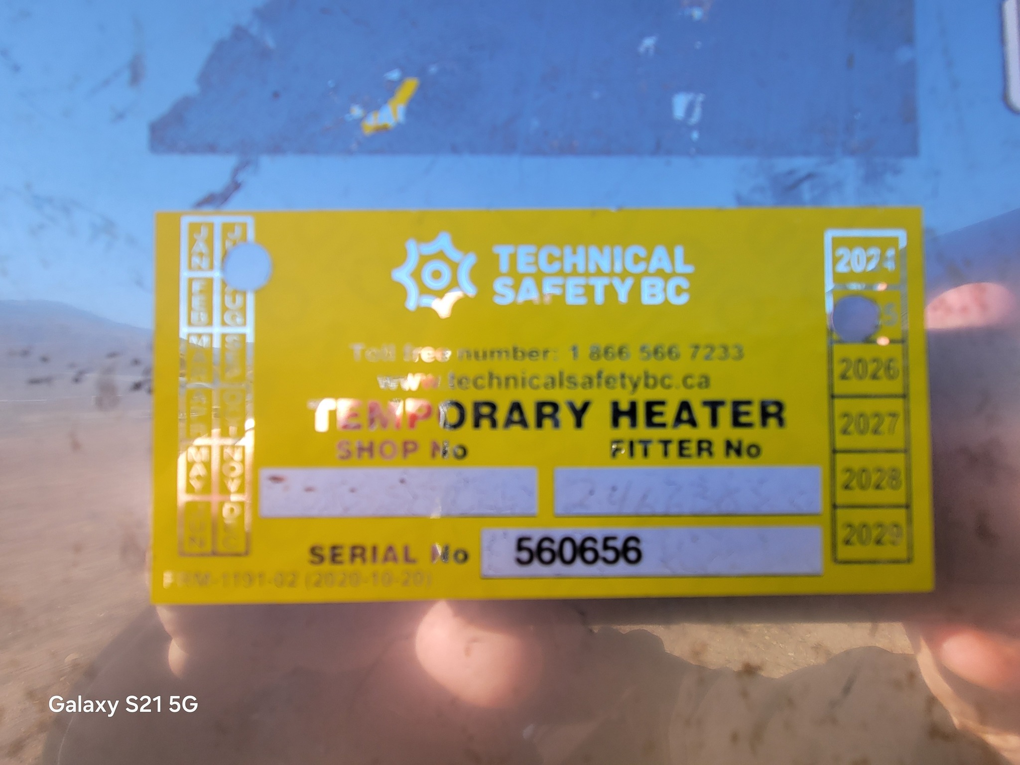 IMAC-4000 1.3 million BTU heater technical specification identification label