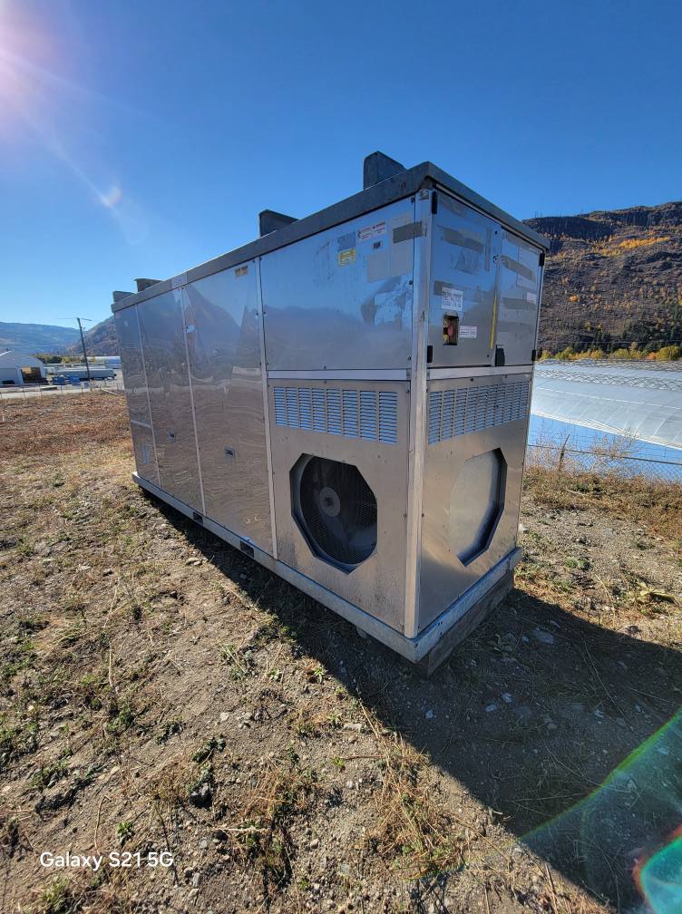 IMAC-4000 1.3 million BTU industrial diesel heater complete installation in landscape setting