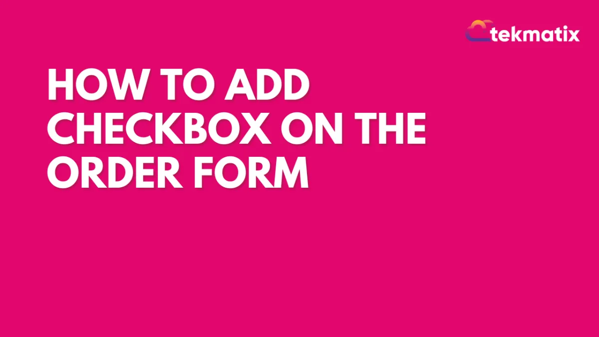 Checkbox Order Form