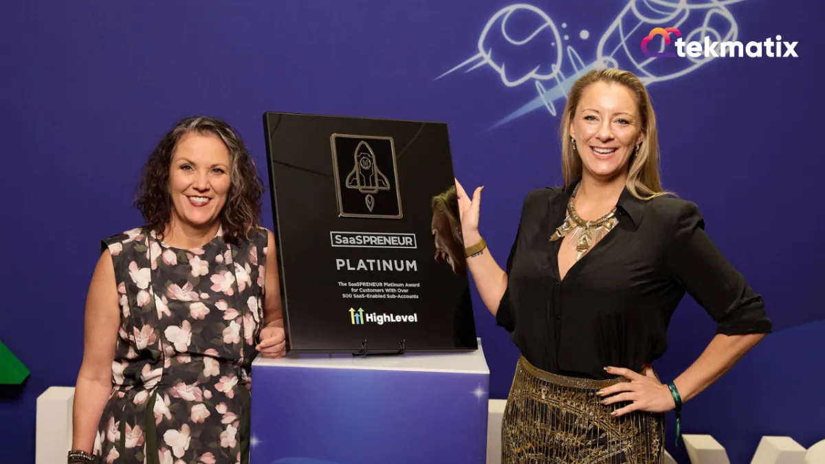 Tekmatix Celebrates 2 Years and Wins SaaSpreneur Platinum Award
