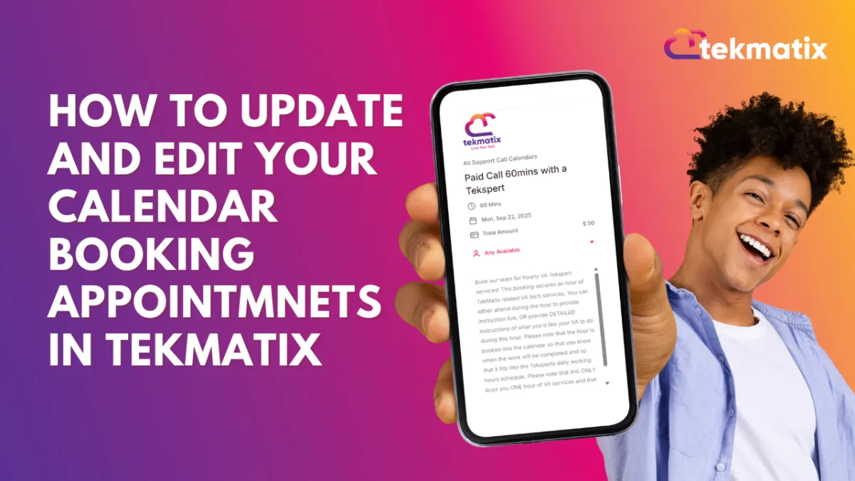 Learn how to update your Tekmatix calendar appointments, raise your rates, automate bookings, and streamline your availability like a pro. A must-read for coaches, course creators, and service providers ready to scale.