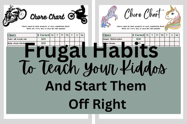 Two Chore charts side by side. One has unicorns the other has dirtbikes