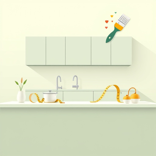 A vibrant Cubist interpretation of a bustling kitchen remodeling scene, featuring abstract shapes and geometric forms. The central focus is a colorful, fragmented kitchen showcasing half-completed renovation projects, including a mosaic tile backsplash in rich blues and greens, a semi-abstract wooden countertop in varying shades of brown, and modern, stylized appliances with sleek designs. Flecks of gold and silver create glittery accents around a geometric lighting fixture suspended above. The atmosphere is playful and inviting, evoking creativity and inspiration in home improvement. Scattered design blueprints and tools morph into whimsically shaped objects, dancing around the space. A textured wall, adorned with quirky art pieces, hints at personal touches in home décor. The soft, warm gradient background suggests the tranquility of a well-loved home environment, enhancing the overall warmth and creativity. The bold color palette of yellows, oranges, and turquoise strikes a balance between energetic and serene, inviting viewers into a dreamlike reimagining of kitchen spaces.