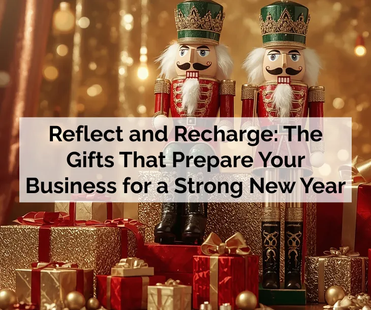 Reflect and Recharge: The Gifts That Prepare Your Business for a Strong New Year - nutcrackers standing amid wrapped holiday gifts