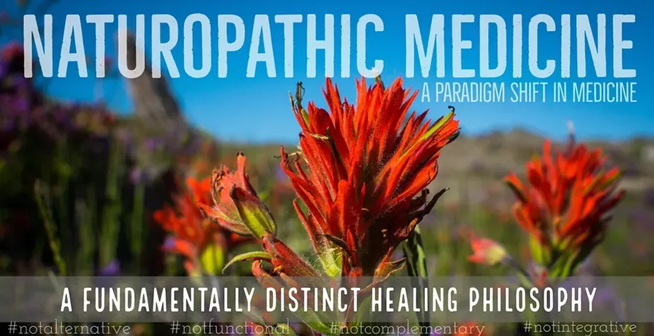 flowering plant with words "Naturopathic Medicine: Paradigm Shift in Medicine. A fundamentally distinct healing philosophy