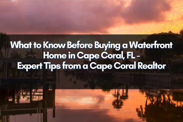 Waterfront home in Cape Coral, FL with a dock and boat under a clear sky