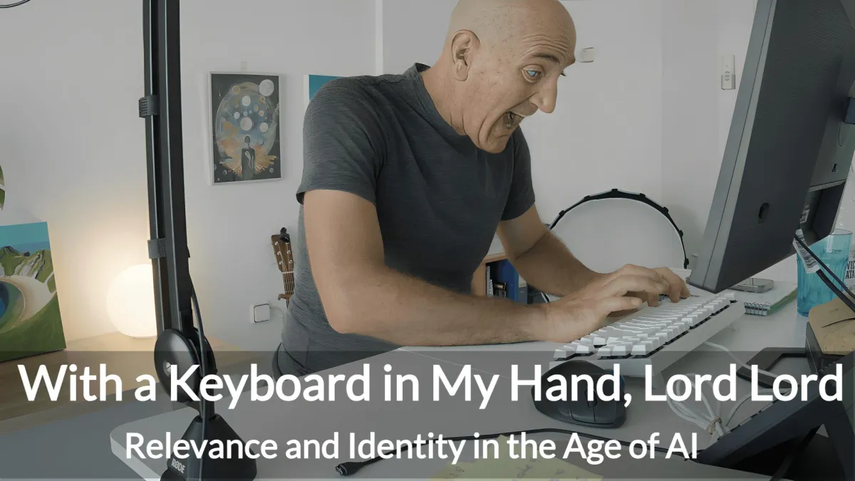 Howie frantically banging on keyboard
