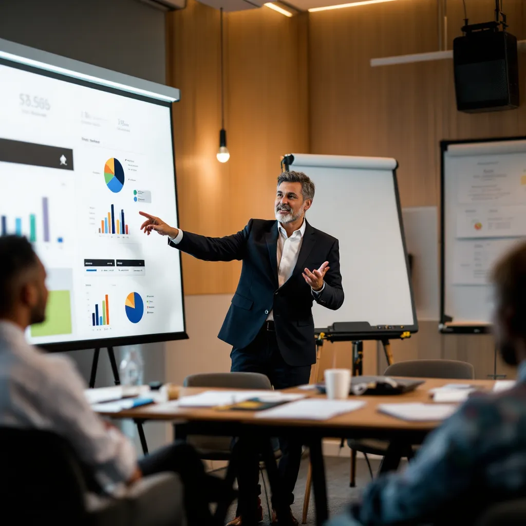 Business Coach giving a lecture