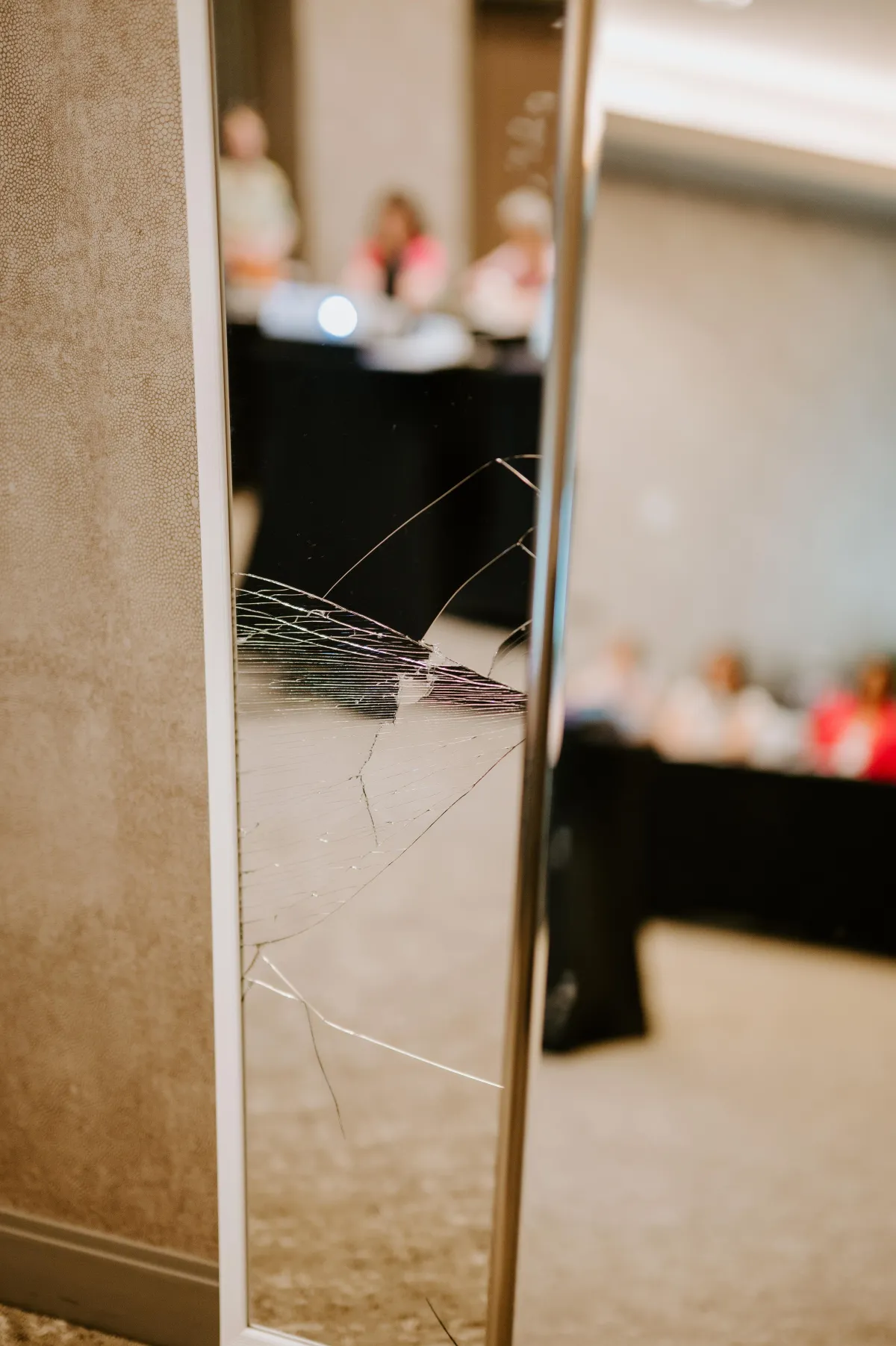 broken mirror gives a distorted view