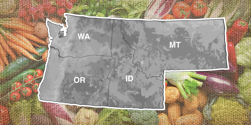 Gardening Zone map of Washington, Oregon, Idaho, and Montana
