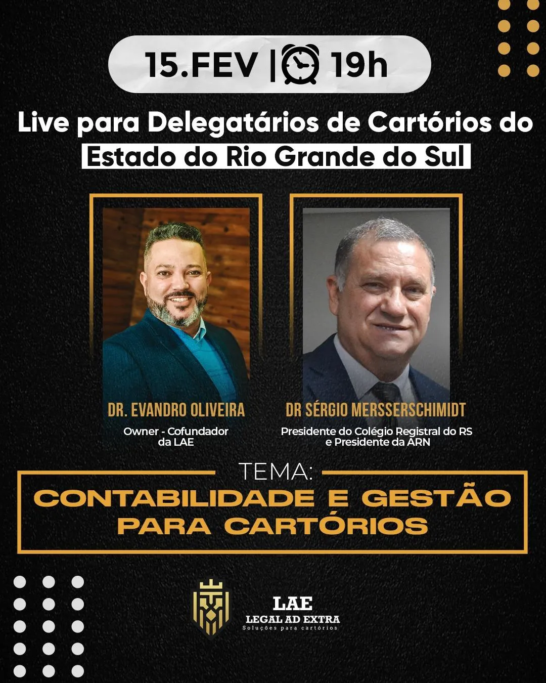 Presidente do Colégio Registral do RS participa de live sobre contabilidade e gestão para cartórios com empresa Legal AD Extra - Soluções para Cartórios