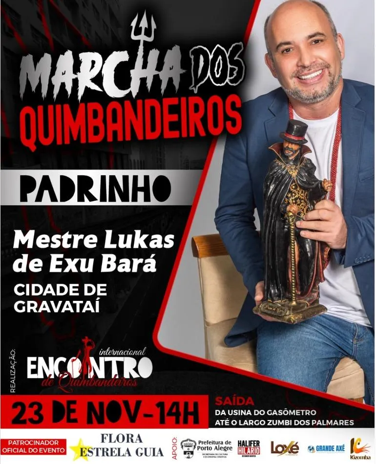 Mestre Lukas é escolhido como padrinho das Marcha dos Quimbandeiros em Porto Alegre