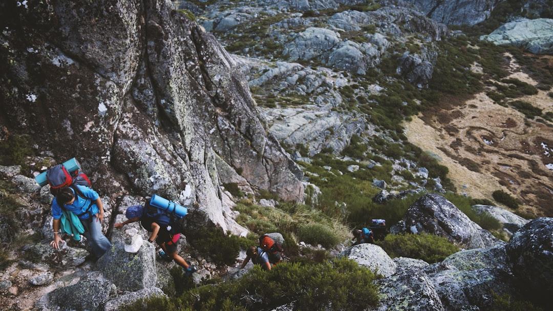 Hikers climbing a mountain