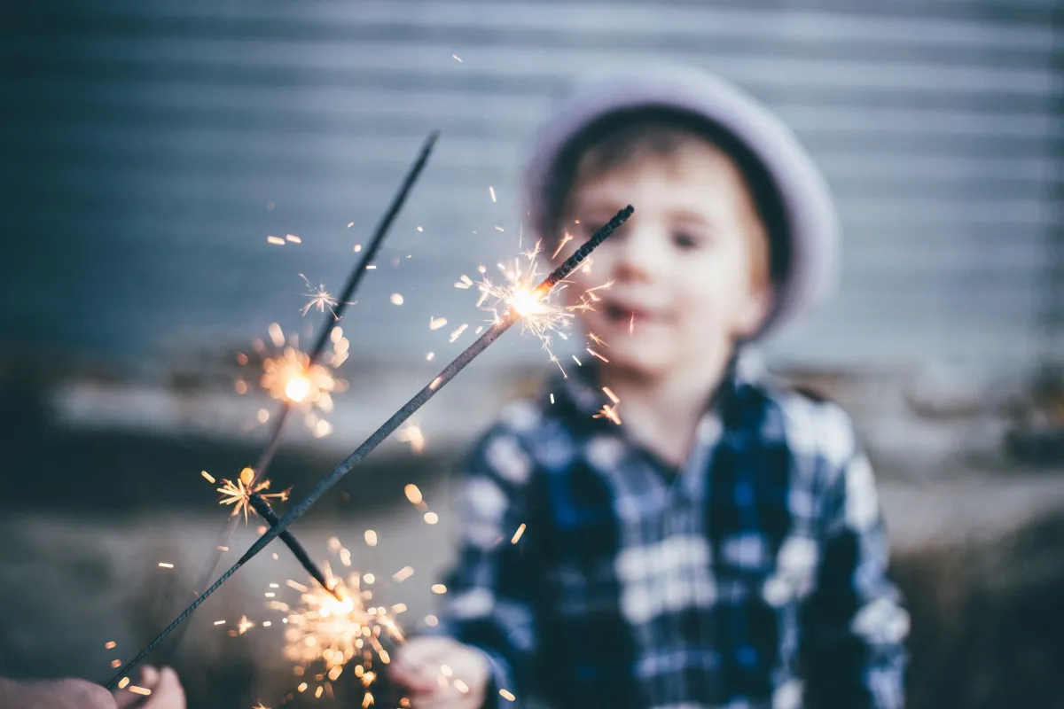 child with fireworks