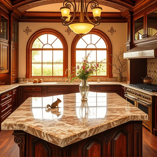 Alt Text: A cozy blog cover image centered on finding affordable countertops in Johnson, Texas. The composition features an inviting rustic wooden table displaying an array of vibrantly colored countertop samples made from quartz, granite, and laminate. The background showcases a sunlit kitchen with open shelves filled with fresh produce and potted herbs, enhancing the warm, homey atmosphere. A playful cat sits atop one of the countertop samples, while a vintage scale holds a small pile of samples. Soft golden light filters through a window, contributing to a calm tone. A chalkboard sign in the upper right corner displays handwritten phrases like "Budget-Friendly Finds" in a playful font. The scene reflects a tranquil Texas afternoon with warm earth tones and colorful accents, inviting readers to explore affordable home improvement options.