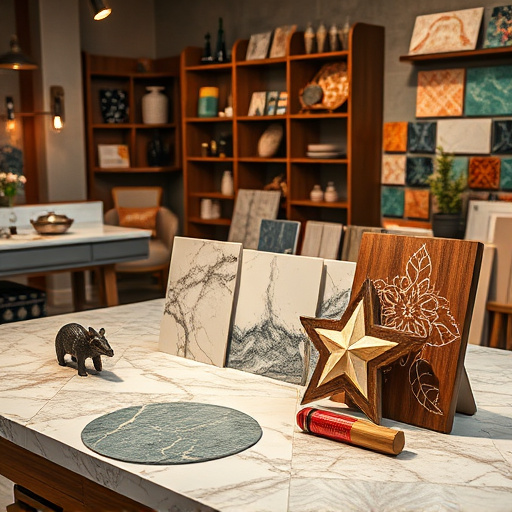 A visually striking Art Deco-inspired cover image featuring a sophisticated kitchen scene focused on "countertops installation for uneven walls." The centerpiece is an elegant dark marble countertop, adorned with intricate golden veining that exemplifies luxurious craftsmanship. This countertop transitions smoothly to meet the walls, which are designed with subtle curves and angles, highlighting the challenges of uneven surfaces. The backsplash showcases geometric patterns in soft pastel shades of mint green and pink, creating a harmonious contrast with the deep hues of the countertop. 

Quirky details enhance the playful yet refined mood, including a coiled measuring tape around a decorative canister and a vintage-style level resting beside potted herbs, symbolizing precision in both cooking and design. An Art Deco-inspired window in the background lets in warm sunlight, accentuating the shadows and light across the countertop. Above, a radiant chandelier adds an inviting glow, making it the focal point of the image and enriching the overall color palette. The environment conveys creativity, ambition, and meticulous craftsmanship, making it an ideal representation of stylish home improvement innovation.