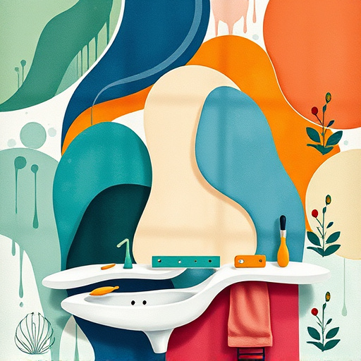 Minimalist blog cover image featuring geometric shapes symbolizing countertop materials such as granite, quartz, and laminate, arranged in an organized yet playful manner. A simplified outline of the Texas map highlights Collin County in the background, emphasizing the local theme. A cartoonish, oversized magnifying glass hovers above a colorful pile of countertop sample chips, representing the search for affordable options. The design incorporates subtle textures resembling countertop surfaces, set against a serene backdrop of soft, muted earth tones with vibrant splashes of color in the samples. The overall tone is professional and approachable, with a minimalist style using a color palette of soft greens, warm grays, and hints of muted terracotta, creating a warm and accessible visual that invites exploration.