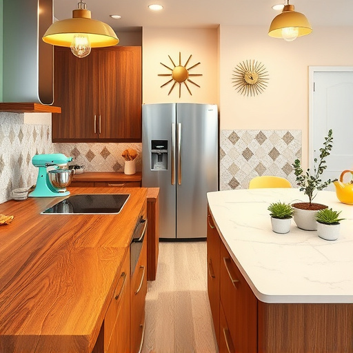 A hyperrealistic cover image displaying a stunning kitchen space themed around "countertops installed." The focal point is a gleaming granite countertop featuring intricate marbling in deep blue and silver, illuminated by recessed lighting. A small potted succulent adds a vibrant green contrast to the countertop's cooler tones, enhancing the serene and sophisticated mood of this luxurious home environment. In the softly blurred background, modern cabinetry with a chic matte finish and stylish stainless steel appliances create an aura of contemporary luxury. Decorative elements include an intricately designed artisan breadbox, a wooden chopping board shaped like a state, and colorful spices arranged in clear glass jars, inviting culinary imagination. The hyperrealism art style emphasizes reflective surfaces, shadow play, and minute details, while the soothing color palette of muted blues, soft whites, and warm browns evokes warmth and sophistication, making it ideal for a blog focused on kitchen design trends and inspirations.