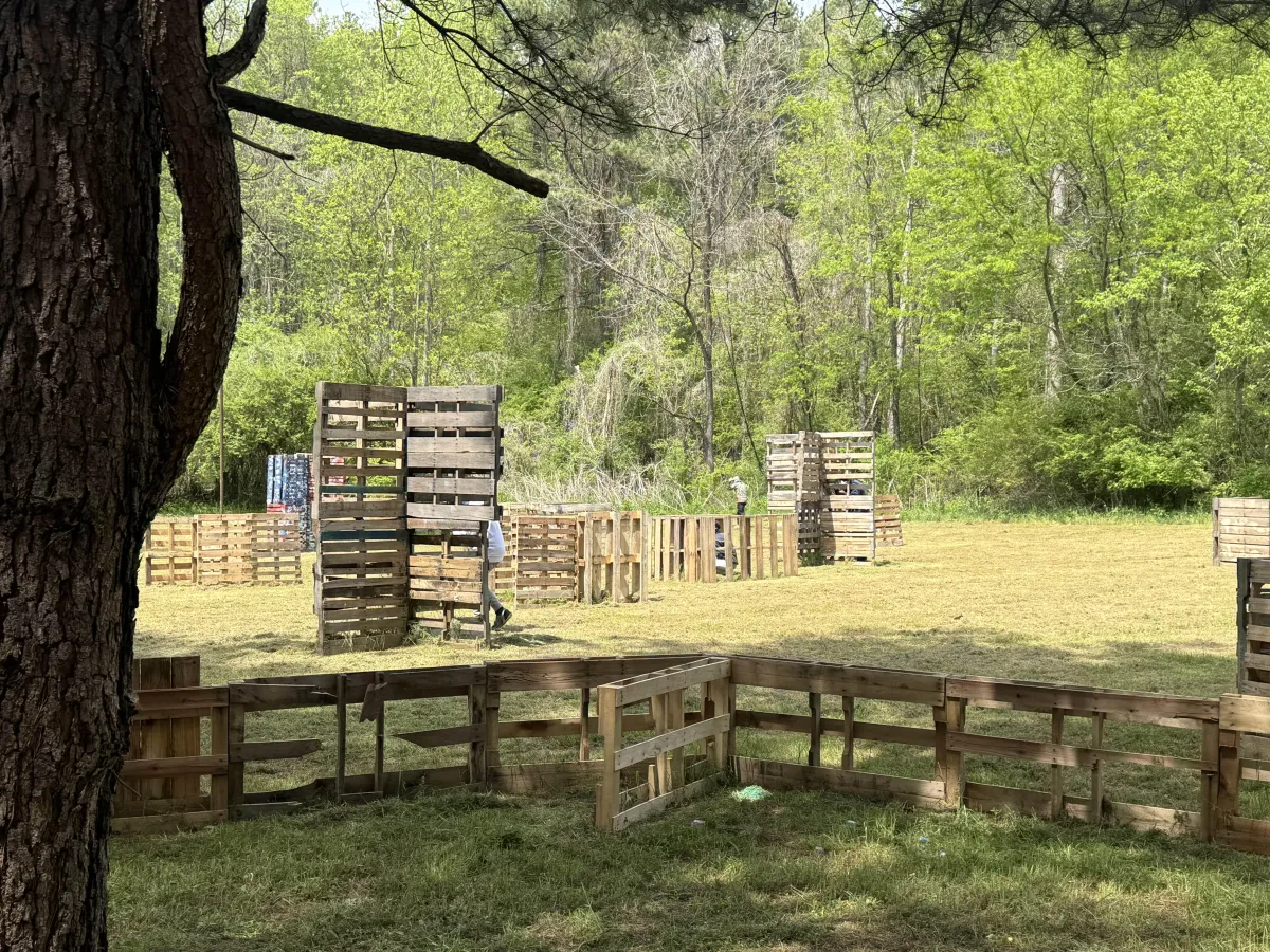 Scenic outdoor field at Bear Ridge Paintball in North Georgia.