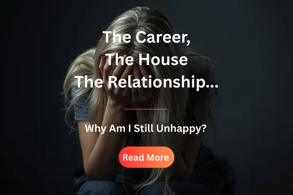 Woman sitting in darkness with head in hands, feeling overwhelmed and stuck in a midlife crisis