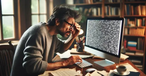 Author stuggling to read computer monitor