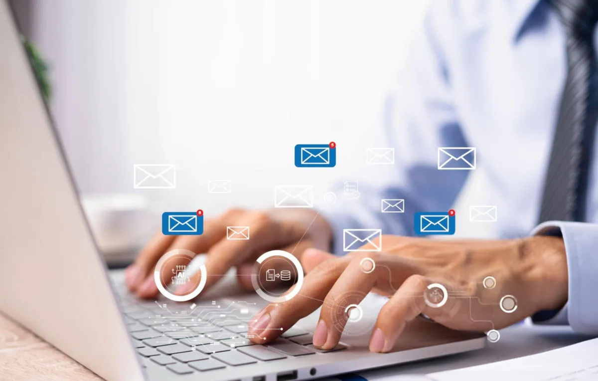 businessman doing emails