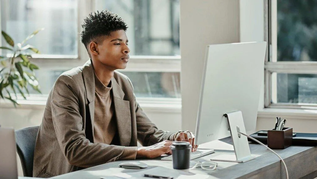 businessman doing Google Ads