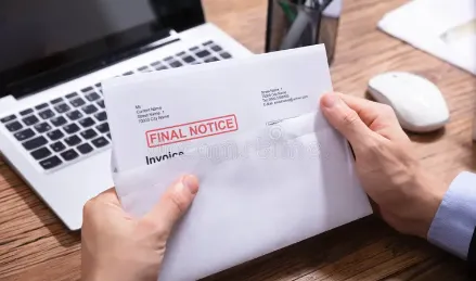 Person holding a delinquent bill