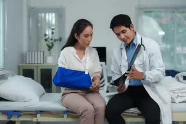 Injured worker receiving medical treatment