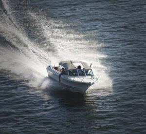 Boat traveling over water