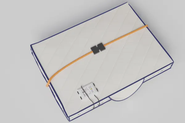 A sleek, aspirational image representing travel and wellness. This could be a person using the Mobile Wellness sauna in a stylish hotel room with a breathtaking view of a famous city skyline (e.g., Tokyo, Paris, New York) at night.