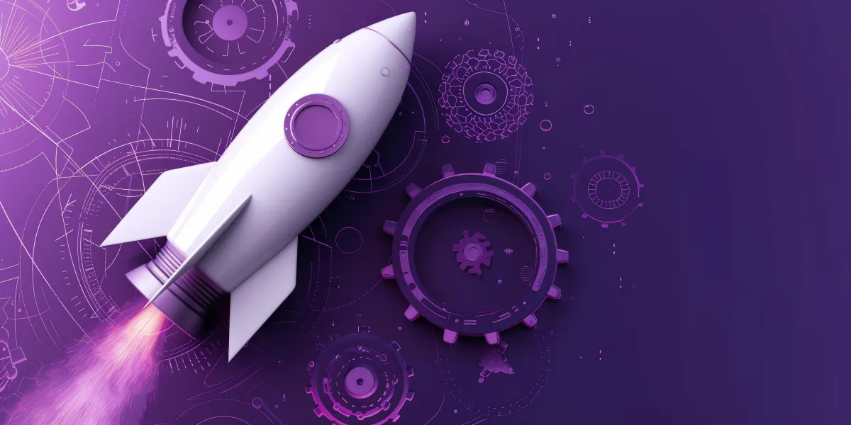 A rocket ship climbing to new heights, just like a marketing strategy