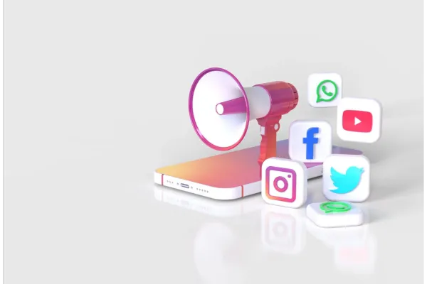 A megaphone blasting social media