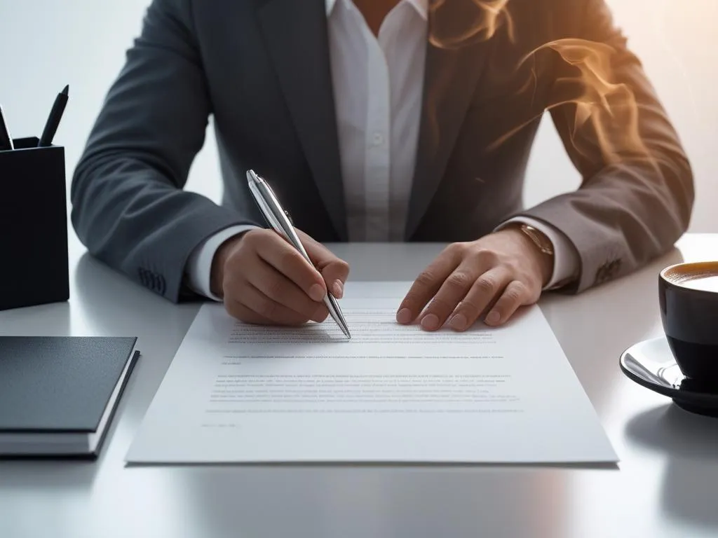 Man writing on a document