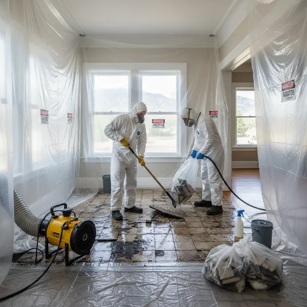 Asbestos floor tile abatement in Logan, Utah.