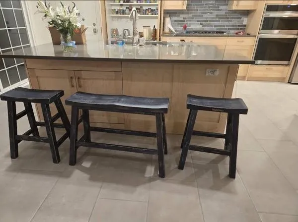 Kitchen island remodel with wooden cabinets and gray countertop in Bountiful UT