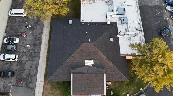Top view of commercial roof installation in Provo, Utah.