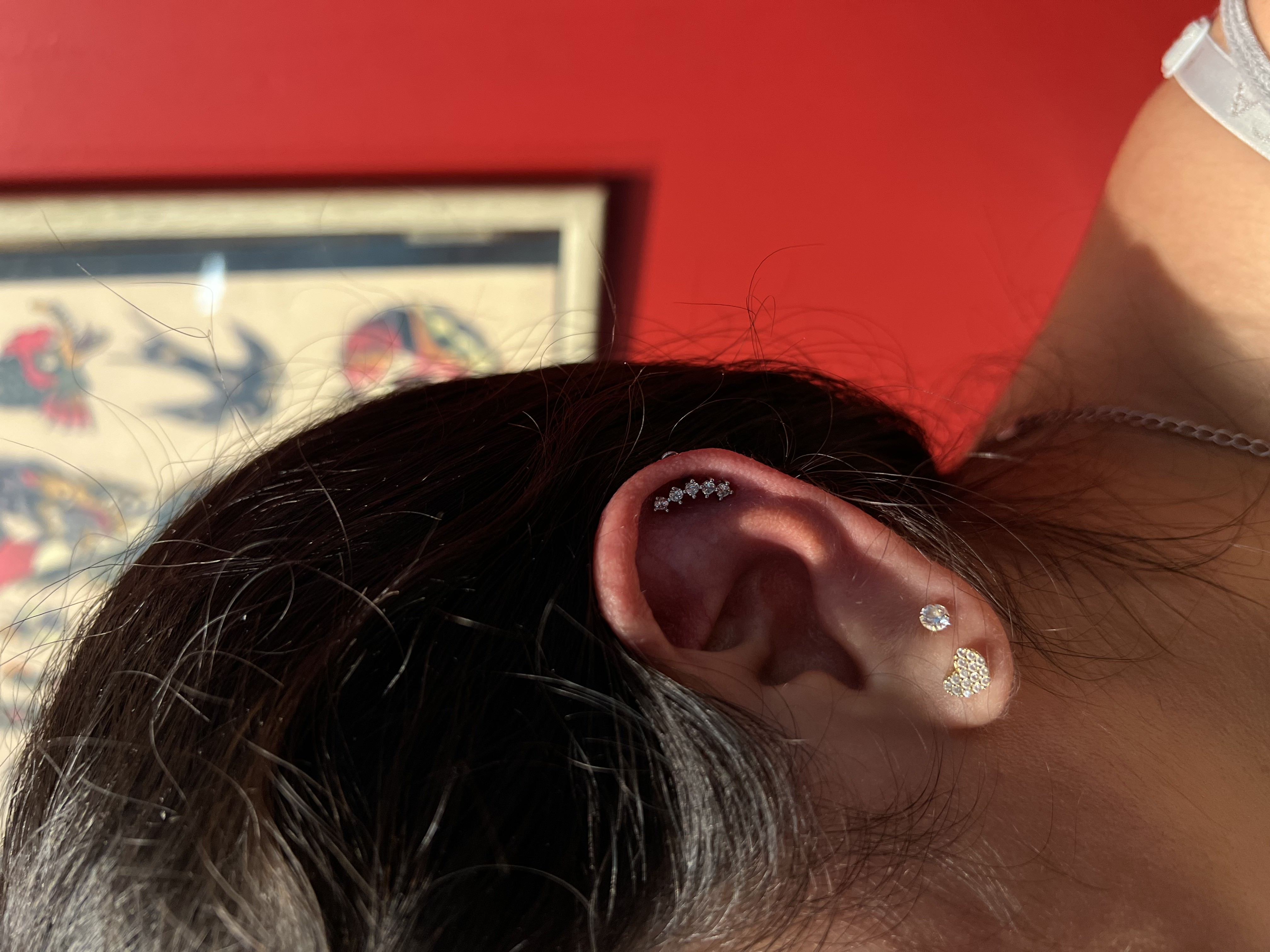 Ear piercing by Bianca at Rose & Dagger Tattoo