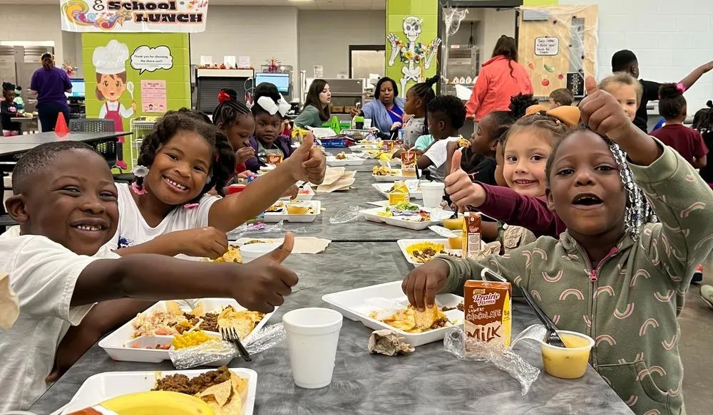 Children eating at a table