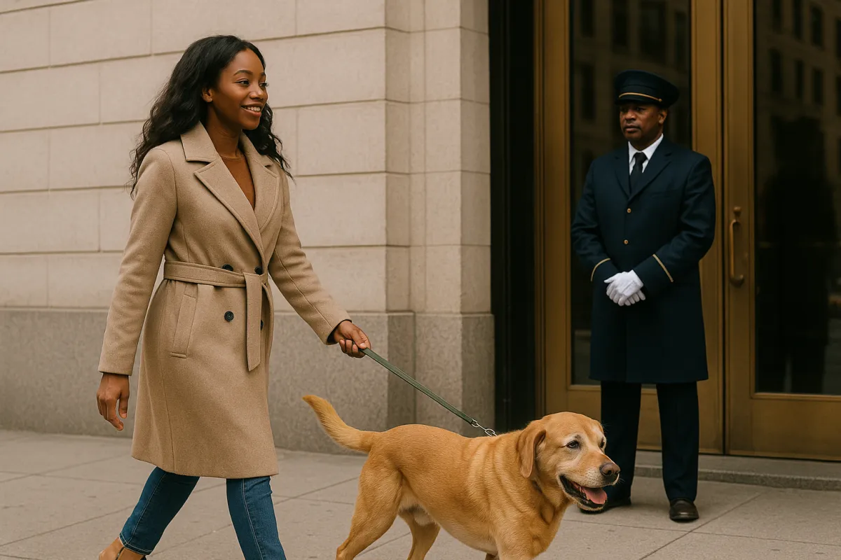 Woman walking dog