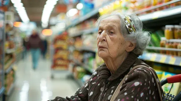 Older woman in cereal aisle