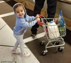 Little girl with shopping cart